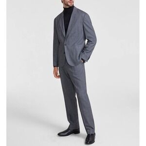 Hugo by Hugo Boss Mens 2-pc suit Gray Modern-Fit Patch Pocket Jacket Size 46R